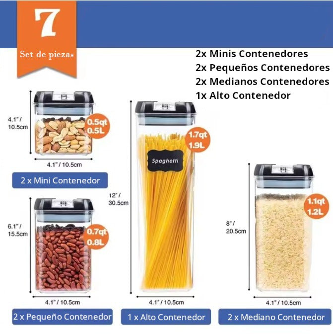 Set Contenedores Hermeticos de Cocina 7 Unidades